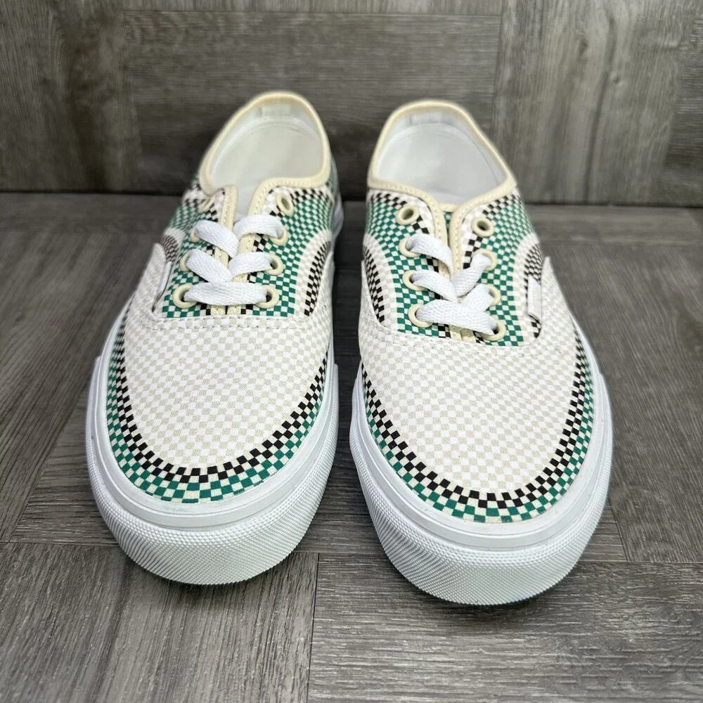Vans‎ Authentic Sneakers Women 6.5 Green Checkerboard Canvas Low Top NEW